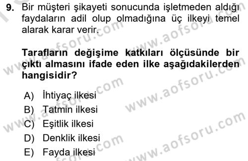 Perakendecilikte Müşteri İlişkileri Yönetimi Dersi 2021 - 2022 Yılı (Final) Dönem Sonu Sınav Soruları 9. Soru