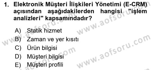 Perakendecilikte Müşteri İlişkileri Yönetimi Dersi 2022 - 2023 Yılı (Vize) Ara Sınav Soruları 1. Soru