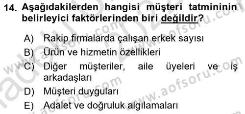 Perakendecilikte Müşteri İlişkileri Yönetimi Dersi 2022 - 2023 Yılı (Vize) Ara Sınav Soruları 14. Soru