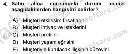 Perakendecilikte Müşteri İlişkileri Yönetimi Dersi 2022 - 2023 Yılı (Vize) Ara Sınav Soruları 4. Soru