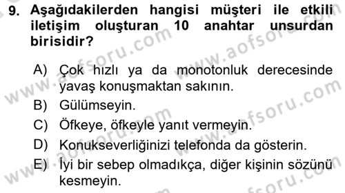 Perakendecilikte Müşteri İlişkileri Yönetimi Dersi 2022 - 2023 Yılı (Vize) Ara Sınav Soruları 9. Soru