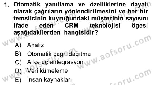 Perakendecilikte Müşteri İlişkileri Yönetimi Dersi 2022 - 2023 Yılı (Final) Dönem Sonu Sınav Soruları 1. Soru