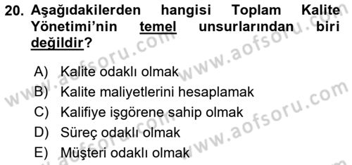 Perakendecilikte Müşteri İlişkileri Yönetimi Dersi 2023 - 2024 Yılı (Final) Dönem Sonu Sınav Soruları 20. Soru