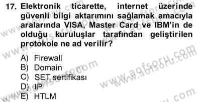 E-Perakendecilik Dersi 2012 - 2013 Yılı (Vize) Ara Sınav Soruları 17. Soru