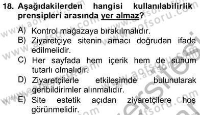 E-Perakendecilik Dersi 2012 - 2013 Yılı (Vize) Ara Sınav Soruları 18. Soru