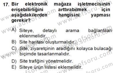 E-Perakendecilik Dersi 2014 - 2015 Yılı (Vize) Ara Sınav Soruları 17. Soru