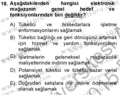 E-Perakendecilik Dersi 2014 - 2015 Yılı (Vize) Ara Sınav Soruları 18. Soru