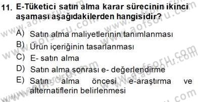 E-Perakendecilik Dersi 2014 - 2015 Yılı (Final) Dönem Sonu Sınav Soruları 11. Soru