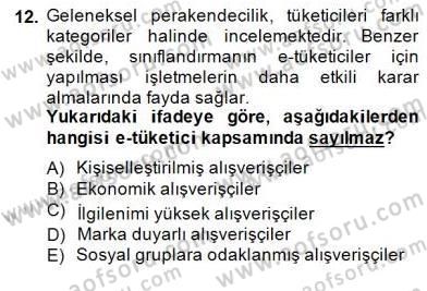 E-Perakendecilik Dersi 2014 - 2015 Yılı (Final) Dönem Sonu Sınav Soruları 12. Soru