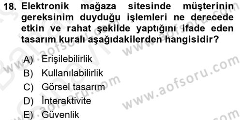 E-Perakendecilik Dersi 2015 - 2016 Yılı (Vize) Ara Sınav Soruları 18. Soru