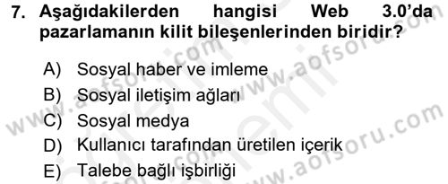 E-Perakendecilik Dersi 2015 - 2016 Yılı (Vize) Ara Sınav Soruları 7. Soru