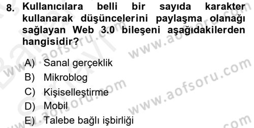 E-Perakendecilik Dersi 2015 - 2016 Yılı (Vize) Ara Sınav Soruları 8. Soru