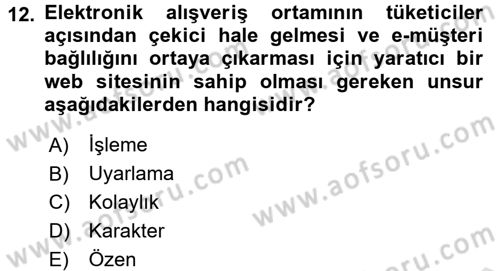 E-Perakendecilik Dersi 2015 - 2016 Yılı (Final) Dönem Sonu Sınav Soruları 12. Soru