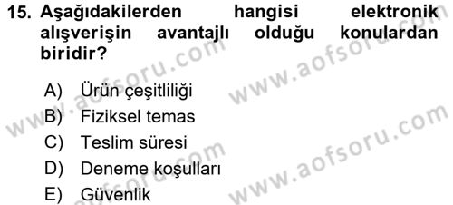 E-Perakendecilik Dersi 2015 - 2016 Yılı (Final) Dönem Sonu Sınav Soruları 15. Soru