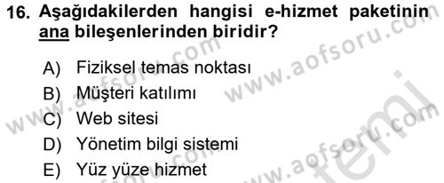 E-Perakendecilik Dersi 2015 - 2016 Yılı (Final) Dönem Sonu Sınavı 16. Soru