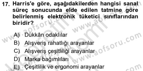 E-Perakendecilik Dersi 2015 - 2016 Yılı (Final) Dönem Sonu Sınav Soruları 17. Soru