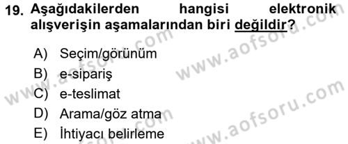 E-Perakendecilik Dersi 2015 - 2016 Yılı (Final) Dönem Sonu Sınav Soruları 19. Soru