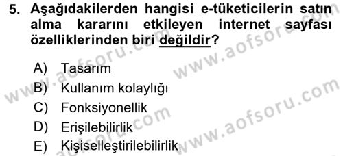 E-Perakendecilik Dersi 2015 - 2016 Yılı (Final) Dönem Sonu Sınav Soruları 5. Soru