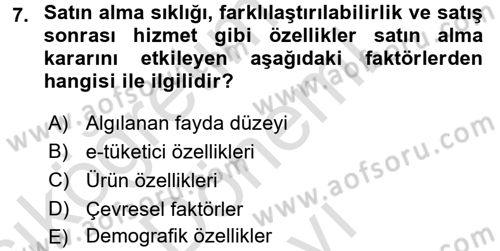 E-Perakendecilik Dersi 2015 - 2016 Yılı (Final) Dönem Sonu Sınav Soruları 7. Soru