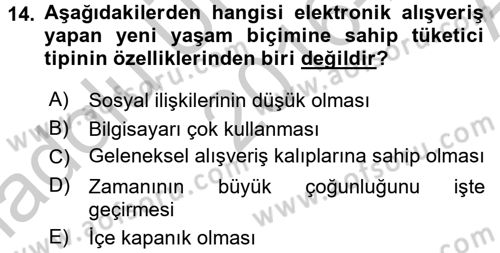 E-Perakendecilik Dersi 2016 - 2017 Yılı (Vize) Ara Sınav Soruları 14. Soru