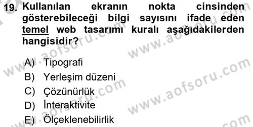 E-Perakendecilik Dersi 2016 - 2017 Yılı (Vize) Ara Sınav Soruları 19. Soru