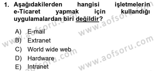 E-Perakendecilik Dersi 2018 - 2019 Yılı (Vize) Ara Sınav Soruları 1. Soru