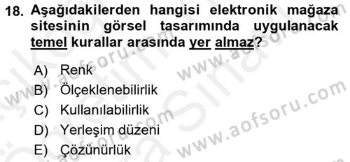 E-Perakendecilik Dersi 2018 - 2019 Yılı (Vize) Ara Sınav Soruları 18. Soru