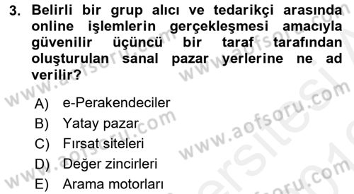 E-Perakendecilik Dersi 2018 - 2019 Yılı (Vize) Ara Sınav Soruları 3. Soru