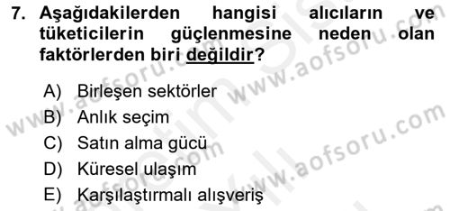 E-Perakendecilik Dersi 2018 - 2019 Yılı (Vize) Ara Sınav Soruları 7. Soru