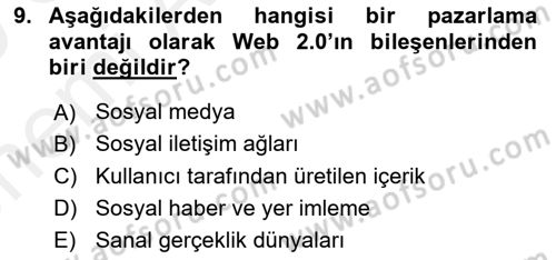 E-Perakendecilik Dersi 2018 - 2019 Yılı (Vize) Ara Sınav Soruları 9. Soru