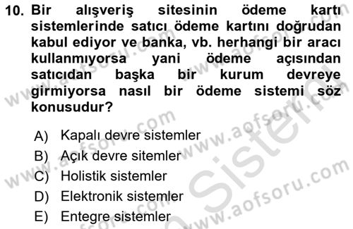 E-Perakendecilik Dersi 2021 - 2022 Yılı (Final) Dönem Sonu Sınav Soruları 10. Soru