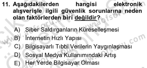 E-Perakendecilik Dersi 2021 - 2022 Yılı (Final) Dönem Sonu Sınav Soruları 11. Soru