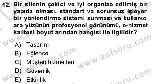 E-Perakendecilik Dersi 2021 - 2022 Yılı (Final) Dönem Sonu Sınav Soruları 12. Soru