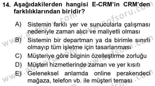 E-Perakendecilik Dersi 2021 - 2022 Yılı (Final) Dönem Sonu Sınav Soruları 14. Soru