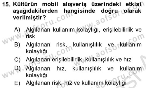 E-Perakendecilik Dersi 2021 - 2022 Yılı (Final) Dönem Sonu Sınav Soruları 15. Soru