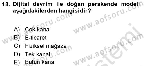 E-Perakendecilik Dersi 2021 - 2022 Yılı (Final) Dönem Sonu Sınav Soruları 18. Soru