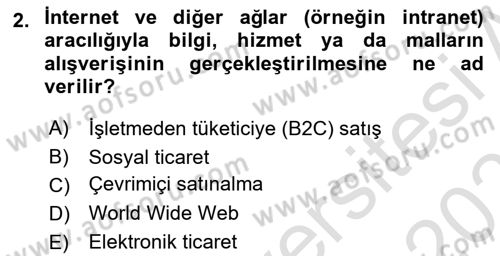 E-Perakendecilik Dersi 2021 - 2022 Yılı (Final) Dönem Sonu Sınav Soruları 2. Soru