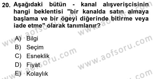 E-Perakendecilik Dersi 2021 - 2022 Yılı (Final) Dönem Sonu Sınav Soruları 20. Soru