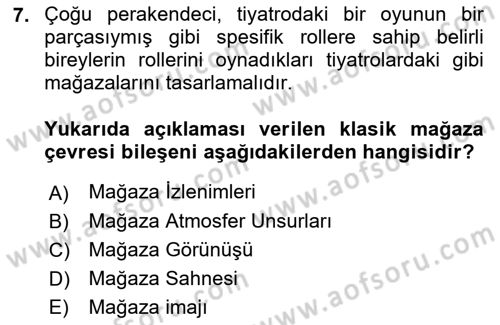 E-Perakendecilik Dersi 2021 - 2022 Yılı (Final) Dönem Sonu Sınav Soruları 7. Soru