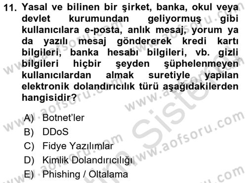 E-Perakendecilik Dersi 2021 - 2022 Yılı Yaz Okulu Sınav Soruları 11. Soru