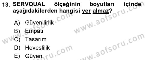 E-Perakendecilik Dersi 2021 - 2022 Yılı Yaz Okulu Sınav Soruları 13. Soru