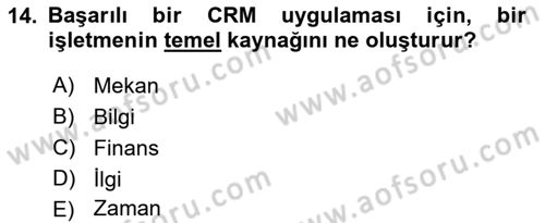 E-Perakendecilik Dersi 2021 - 2022 Yılı Yaz Okulu Sınavı 14. Soru