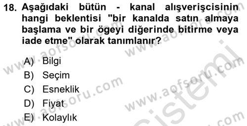 E-Perakendecilik Dersi 2021 - 2022 Yılı Yaz Okulu Sınav Soruları 18. Soru