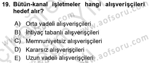 E-Perakendecilik Dersi 2021 - 2022 Yılı Yaz Okulu Sınav Soruları 19. Soru
