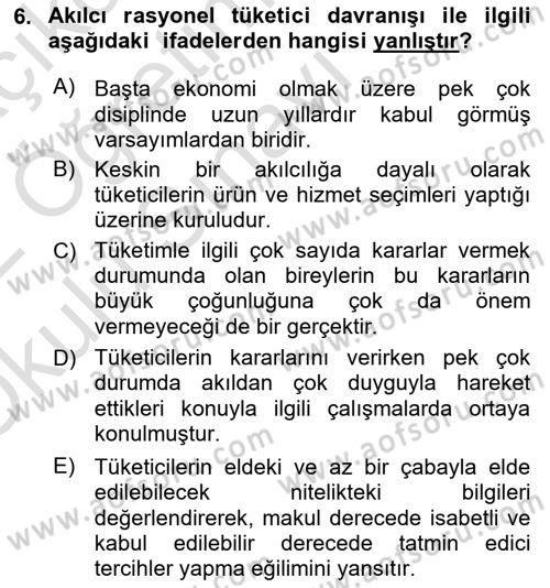 E-Perakendecilik Dersi 2021 - 2022 Yılı Yaz Okulu Sınav Soruları 6. Soru