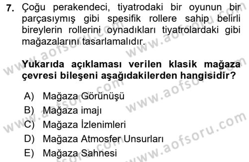 E-Perakendecilik Dersi 2021 - 2022 Yılı Yaz Okulu Sınav Soruları 7. Soru