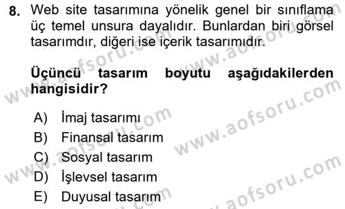 E-Perakendecilik Dersi 2021 - 2022 Yılı Yaz Okulu Sınav Soruları 8. Soru