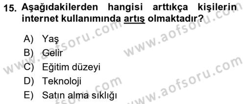 E-Perakendecilik Dersi 2022 - 2023 Yılı Yaz Okulu Sınav Soruları 15. Soru