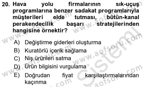 E-Perakendecilik Dersi 2022 - 2023 Yılı Yaz Okulu Sınav Soruları 20. Soru