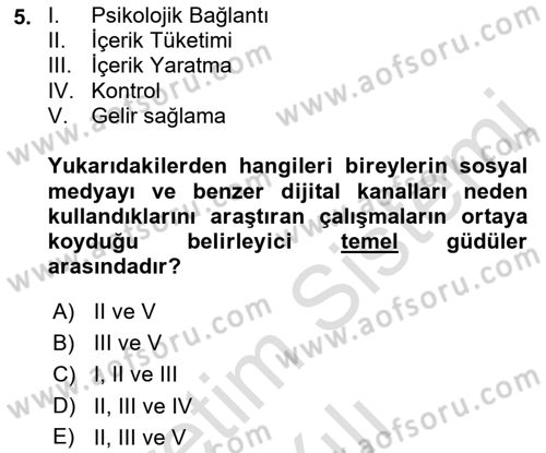 E-Perakendecilik Dersi 2022 - 2023 Yılı Yaz Okulu Sınav Soruları 5. Soru